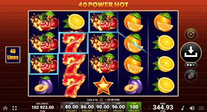 40 Power Hot Coin Boost основна игра добивка